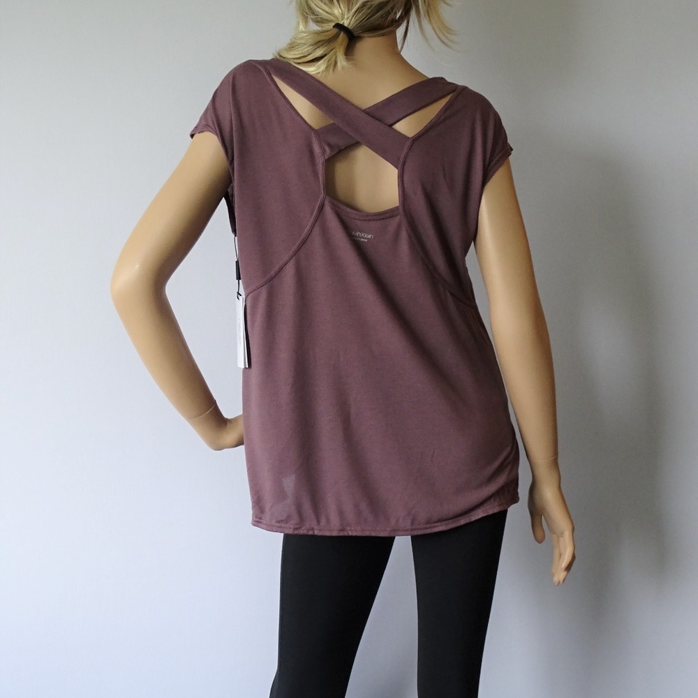 Calvin Klein Performance Crossed Back T-Shirt NWT - Picture 2 of 2